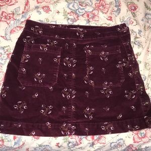 Free People Maroon/Purple Cotton Mini Skirt